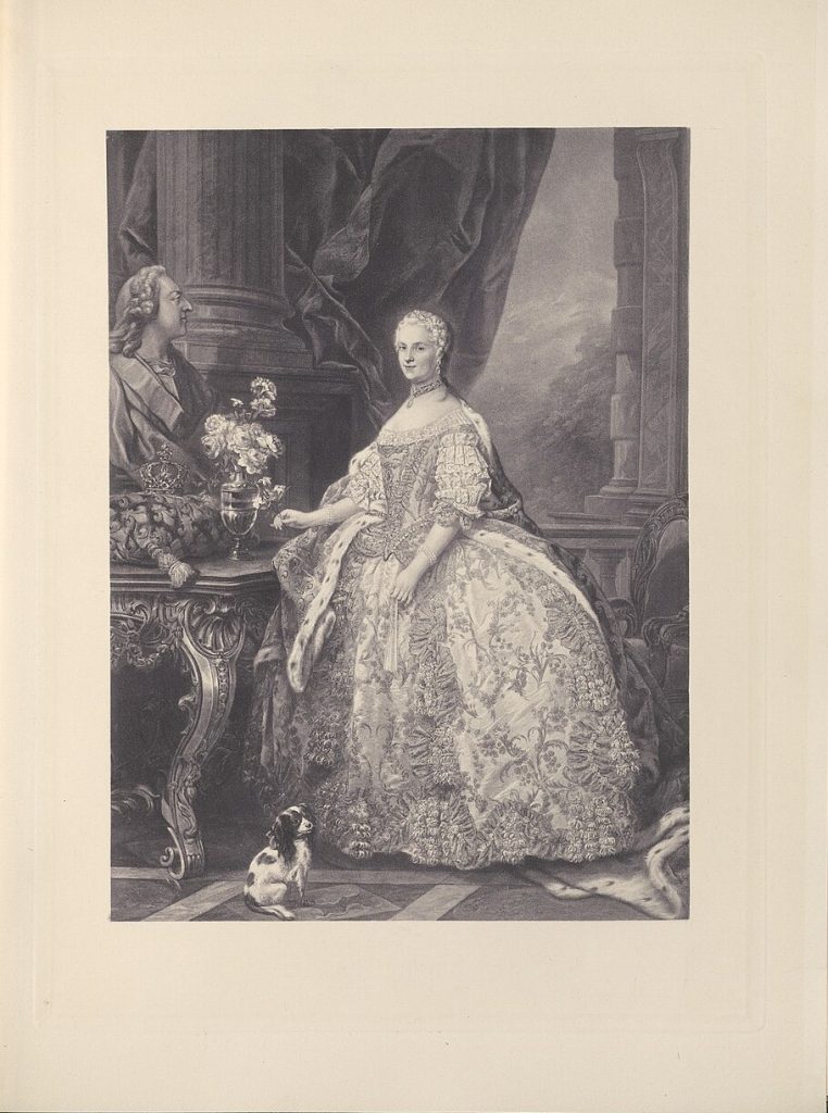 Riproduzione del 1900 tratta dal ritratto ufficiale di Maria Leszczynska dipinto da Jean-Marc Nattier nel 1748 